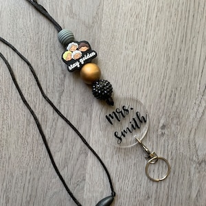 Personalized Lanyard, Teacher Lanyard, Badge Holder, ID Holder, Key Holder, Stay Golden Lanyard, Golden Gal Lanyard, Girlfriends Lanyard
