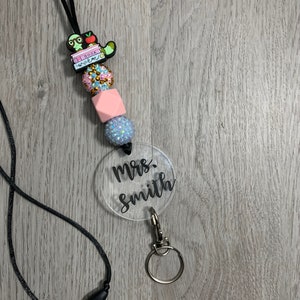 Personalized Lanyard, Teacher Lanyard, Badge Holder, ID Holder, Key Holder, Book Worm Lanyard, Librarian Lanyard, Apple Teacher Lanyard