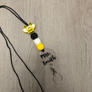 Personalized Lanyard, Teacher Lanyard, Badge Holder, ID Holder, Key Holder, Bee Lanyard, Bumble Bee Lanyard