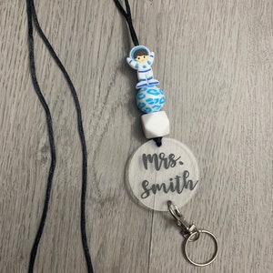Personalized Lanyard, Teacher Lanyard, Badge Holder, ID Holder, Key Holder,Astronaut Lanyard, World Lanyard