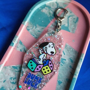 Dumb Luck Glitter Dog Acrylic Keytag Chain