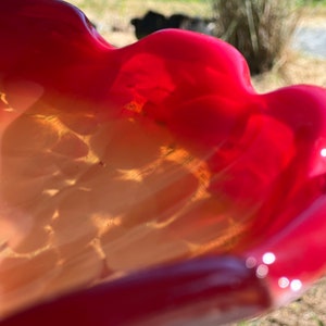 Royal Red Bird Bath Hand Sculpted Glass Birdbath-a Wonderful Gift for Garden Art