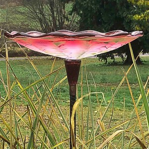 Ruby Bird Bath seated on top of Rebar.