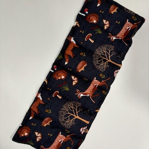 Large Neck/Shoulder rice pack, rice heating pad, hot/cold rice bag, reusable-microwavable heating pad Gray woodland animal