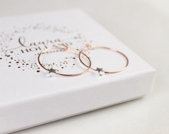 Star Hoop Earrings Rose Gold