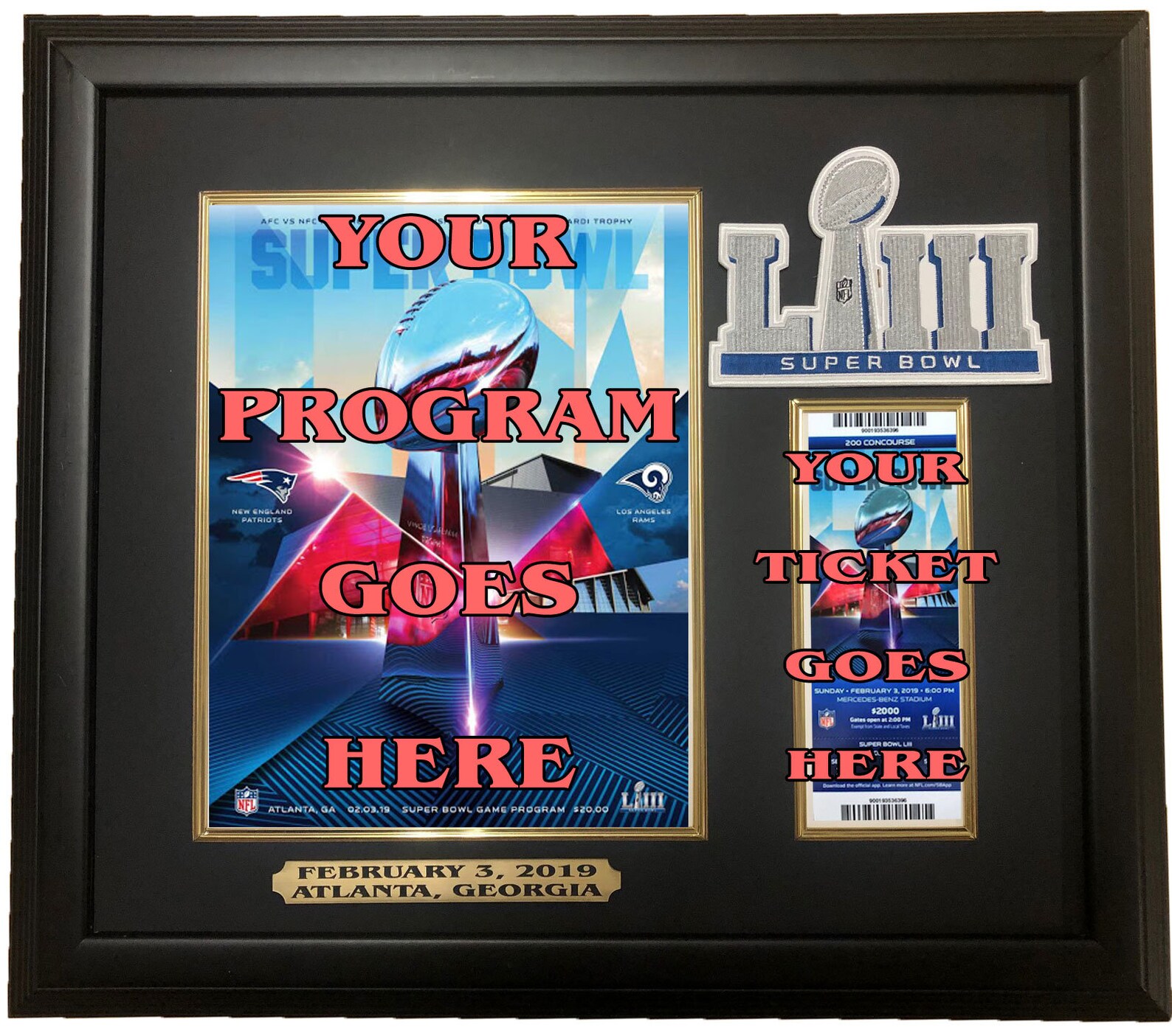 Super Bowl LIII Ticket and Program Holder Frame Black Etsy