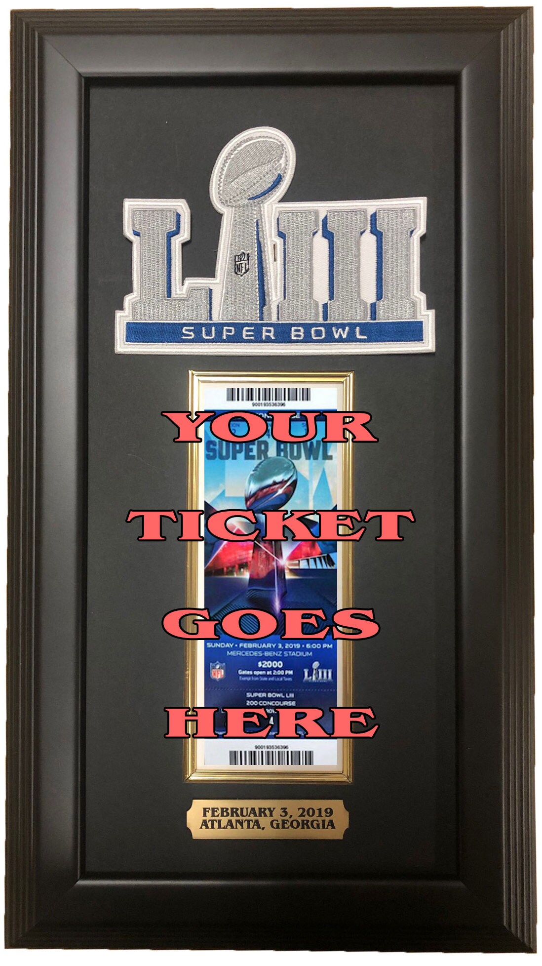 Super Bowl LIII Ticket Holder Frame Black Frame Super Bowl Etsy