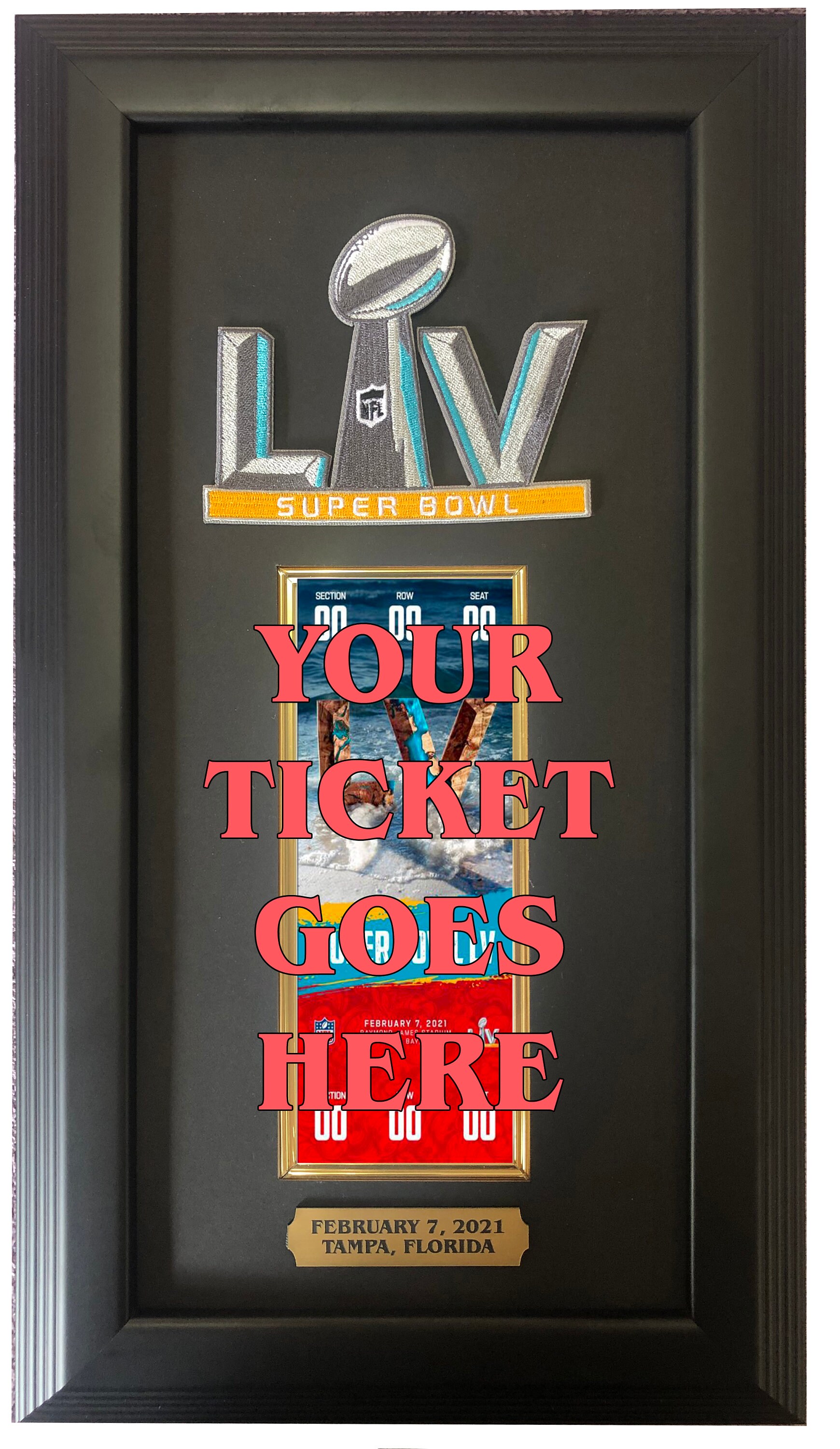 Super Bowl LV Ticket Holder Frame Black Frame Super Bowl Etsy