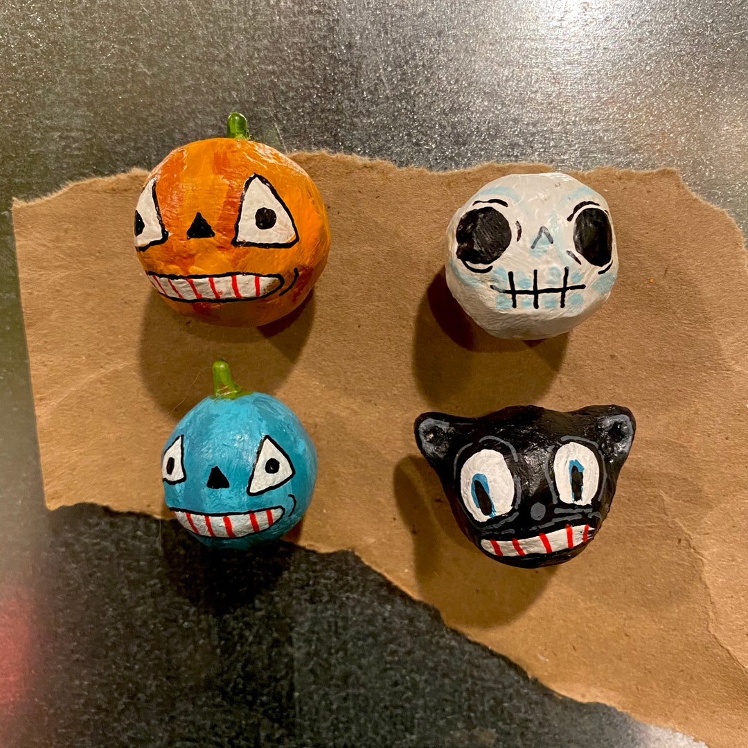 Halloween Magnet Set of 4, Handmade Paper Pulp - Etsy