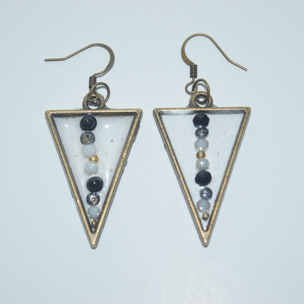 Beaded Triangle Earrings