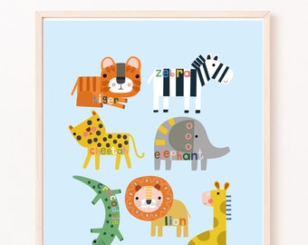 Jungle Wall art -  wall art -  Children's prints -  Children's wall art - Children's Illustration