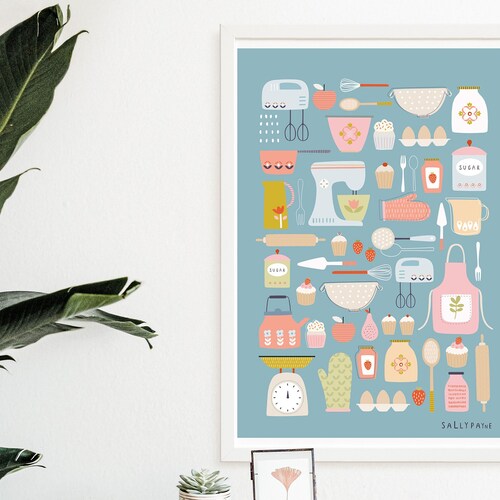 Kitchen Baking Wall Art Set Kitchen Decor Etsy