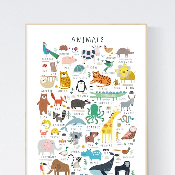 Animals wall print-  wall art -  Children's prints -  Children's wall art - Nursery wall art