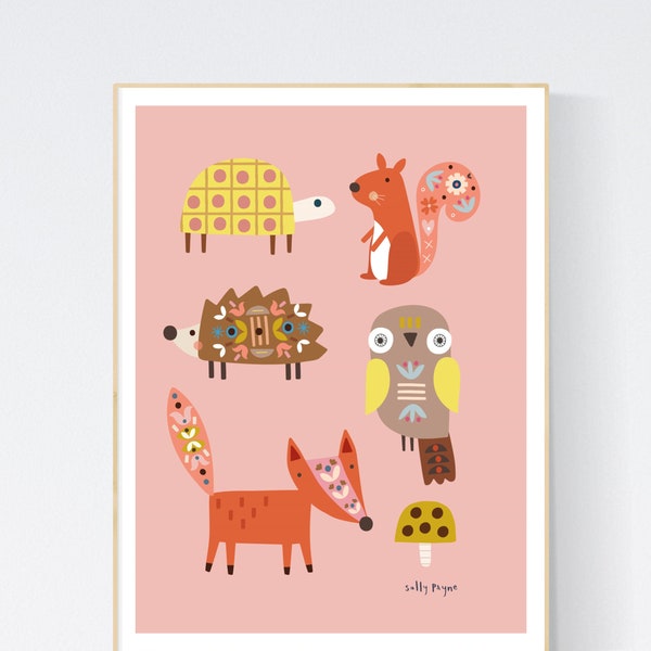 Woodland animals-  Children's prints -  Children's wall art - Children's Illustration