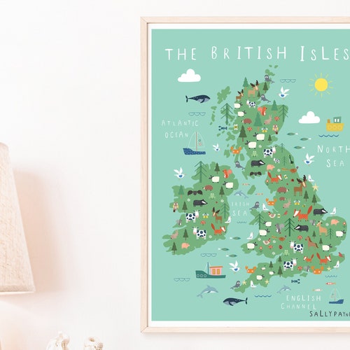 The World Illustrated Wall Map Wall Art Children's Etsy
