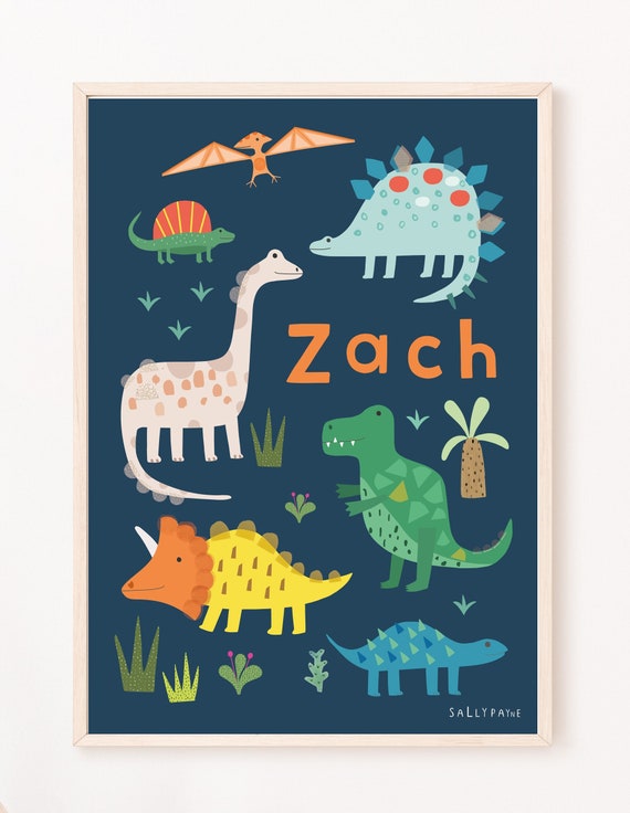 Personalised dinosaur wall print