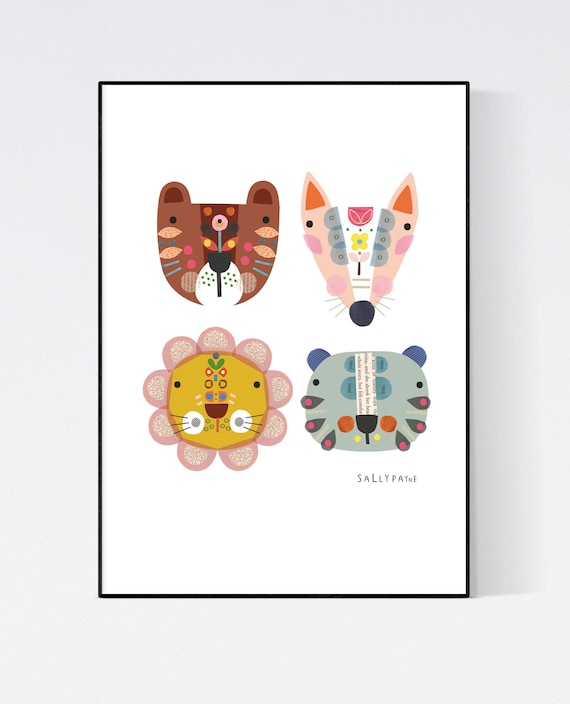 Animal faces wall art