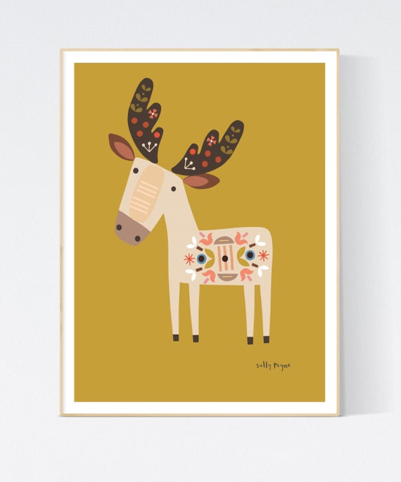 Reindeer folk wall art