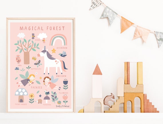 Magical forest girls wall art