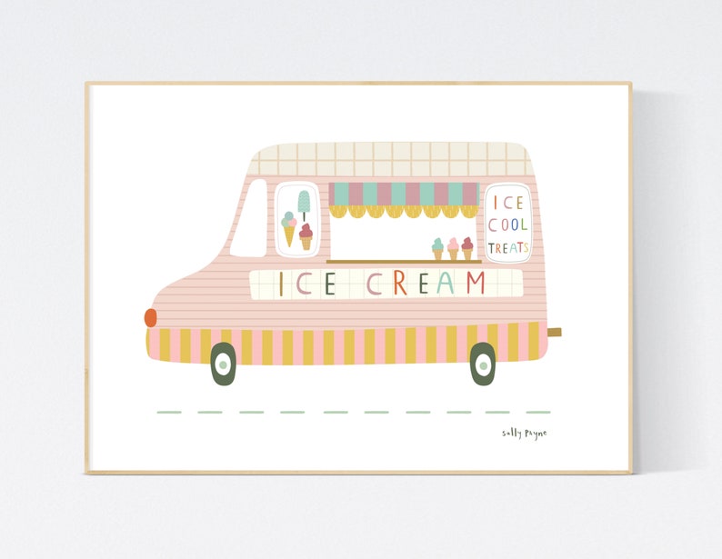 Ice cream van Wall art wall art Children's prints Children's wall art Children's Illustration image 1