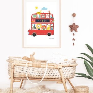 Personalised Big Red bus wall print wall art Wall prints Children's wall art image 6