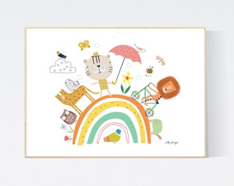 Animal rainbow Wall art -  wall art -  Wall prints - Children's wall art