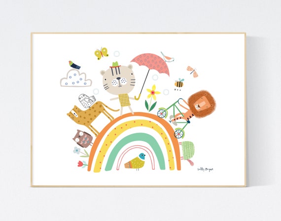 Animal rainbow wall art