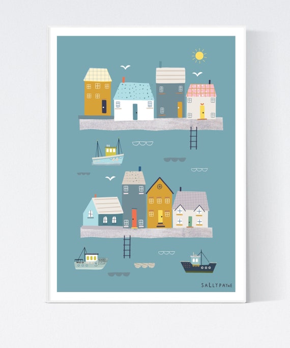 Seaside house print