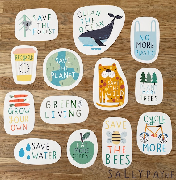 Save the Earth Vinyl Sticker, Be Kind Printable Stickers Bundle