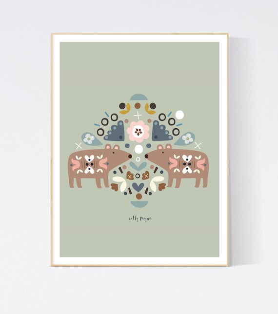 Bear folk wall art