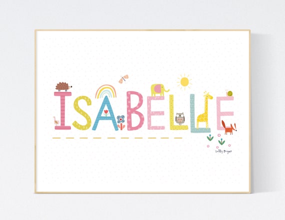 Personalised girls animal name print