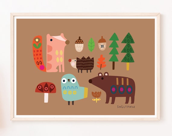 Woodland animals wall art