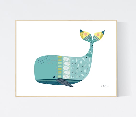 Whale print wall art