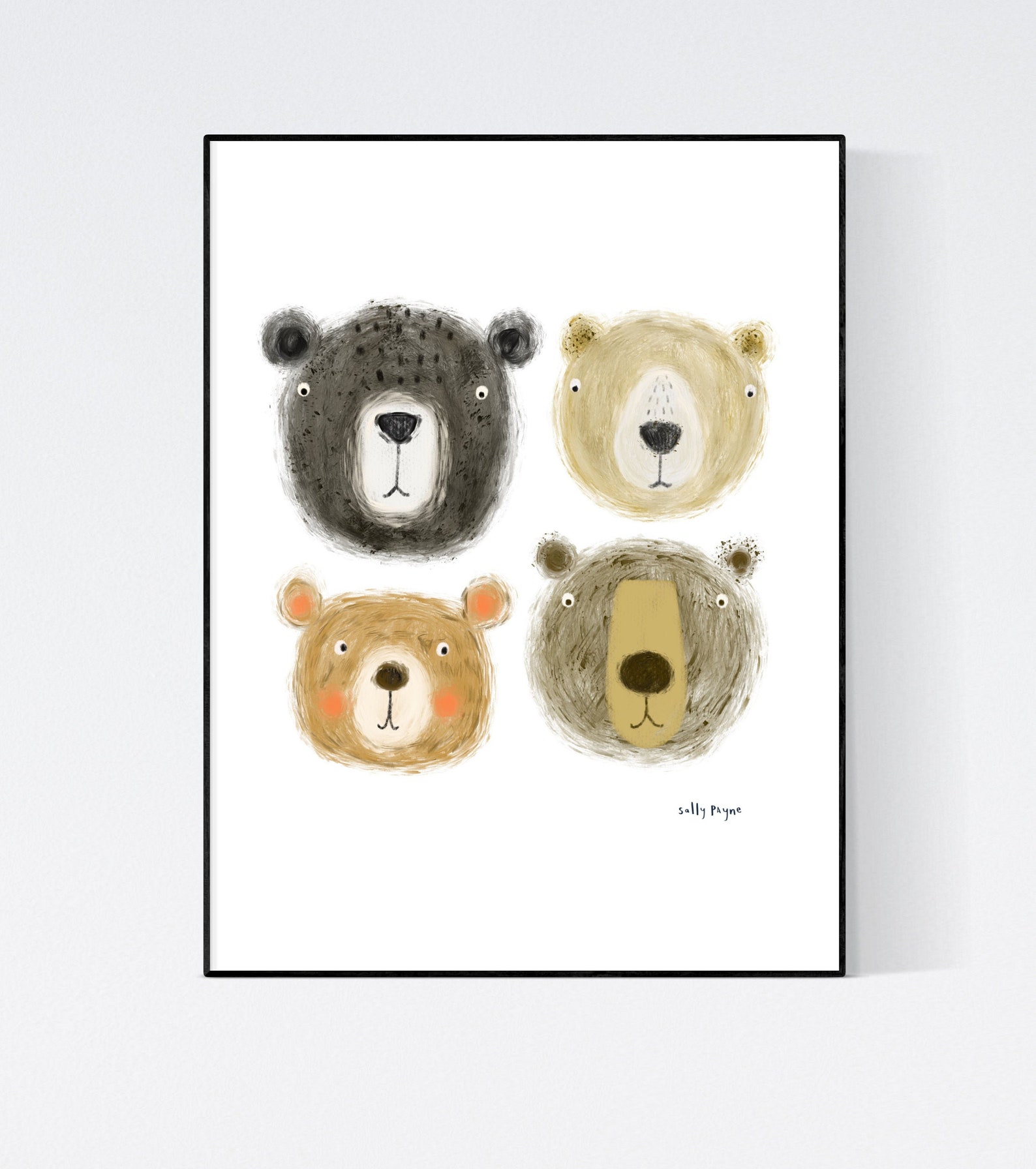Bear Faces Wall Art Wall Art Wall Prints Children's Etsy