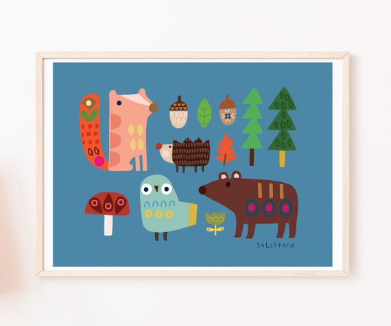 Woodland animals wall art