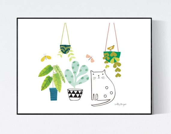 Cat and plants  wall art