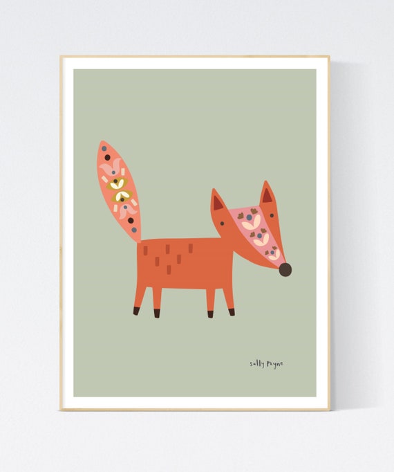 Fox folk wall art
