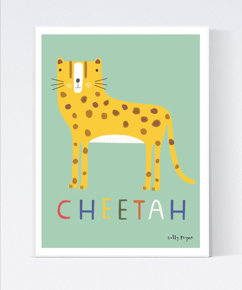 Cheetah Wall art wall art Children's prints Children's wall art Children's Illustration image 1