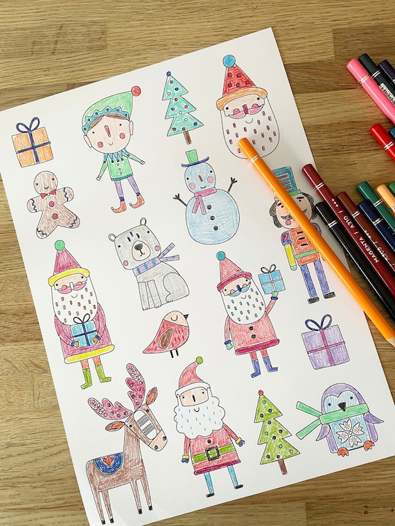 A4 christmas colouring page, coloring page, childrens colouring page, instant digital download, digital download