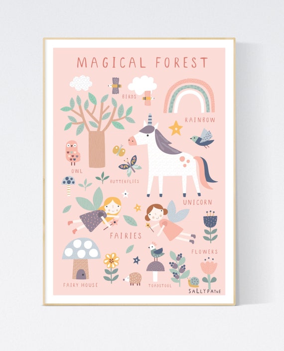 Magical forest girls wall art