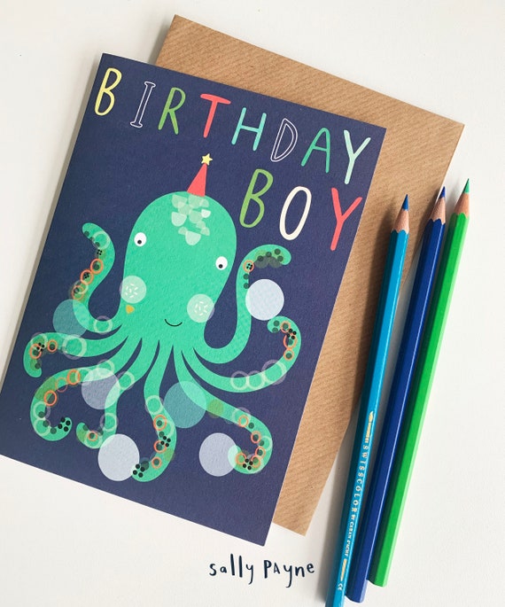 Octopus birthday card