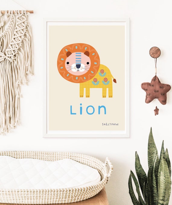 Printable lion wall art, children's decor, digital download