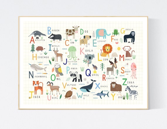 Animal alphabet wall print-  wall art