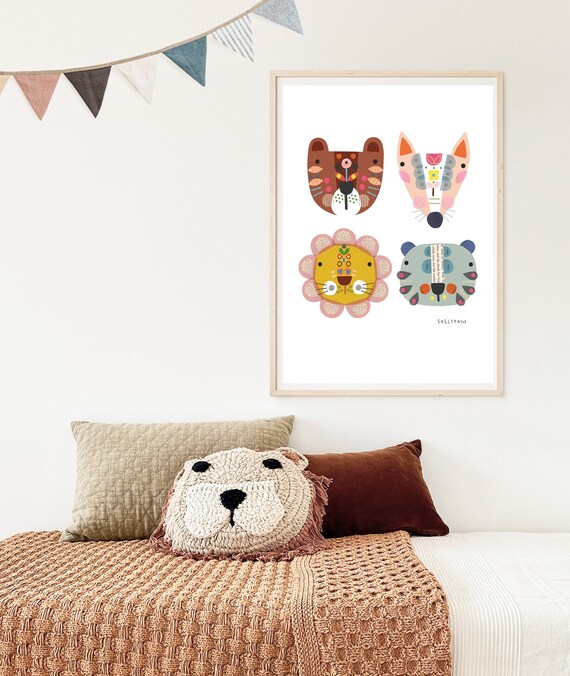 Animal faces wall art