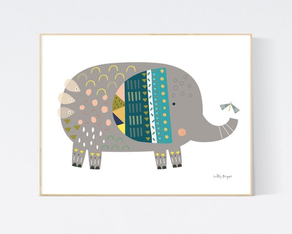 Elephant print wall art