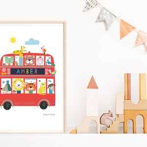 Personalised Big Red bus wall print wall art Wall prints Children's wall art image 5