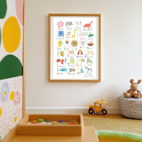 Printable alphabet wall art, children's decor, digital download