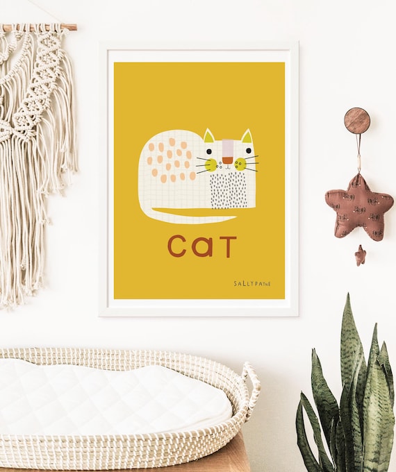 Printable cat wall art, children's decor, digital download