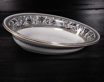 Wedgwood Bone China Florentine W4312 Schwarz Beilagenschale Oval 28 cm #Y2