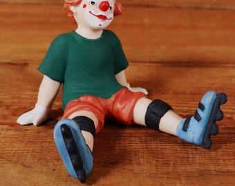 Goebel porcelain figurine Happy Clowns Jockel with rollerblades top! #N
